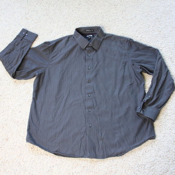Dress Shirt Mens Dk Gray Pinstripe 